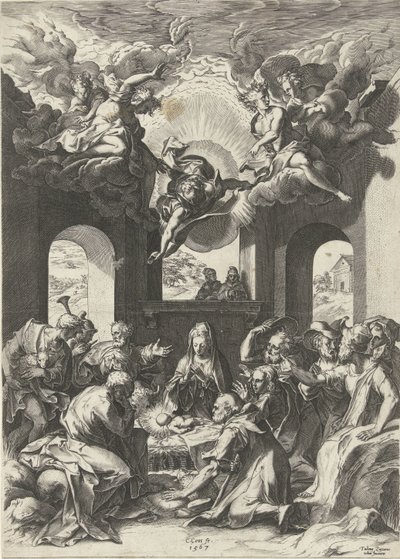 Tilbedelse af hyrderne af Cornelis Cort