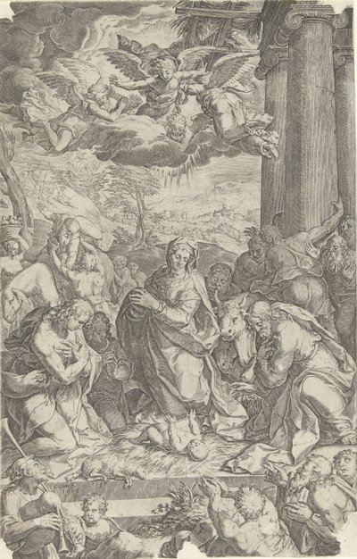 Tilbedelse af hyrderne af Cornelis Cort