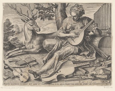 Høringen (Auditus) De fem sanser (serietitel) af Cornelis Cort