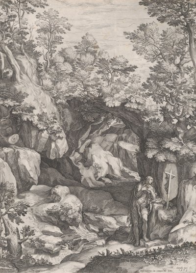 Mary Magdalen angrende i ørkenen, 1573. af Cornelis Cort