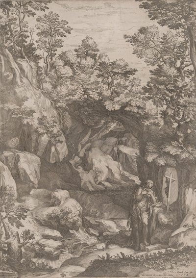 Mary Magdalen angrende i ørkenen, 1573. af Cornelis Cort