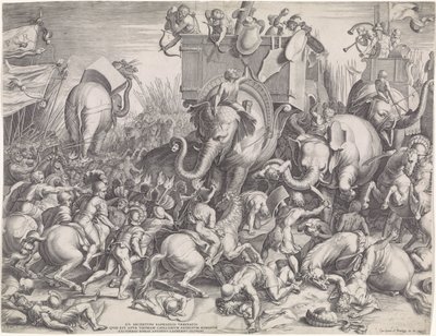 Slaget ved Zama mellem Scipio og Hannibal af Cornelis Cort