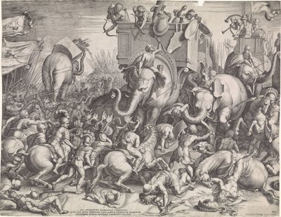 Slaget ved Zama mellem Scipio og Hannibal af Cornelis Cort