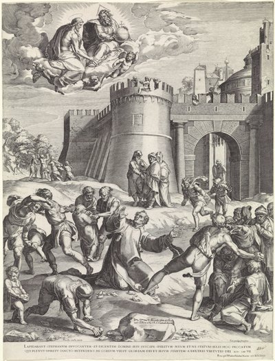 Stening af St. Stephen af Cornelis Cort