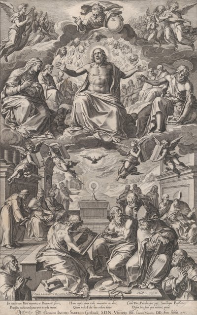 Kirkefædrenes strid om det hellige sakramente, 1575. af Cornelis Cort
