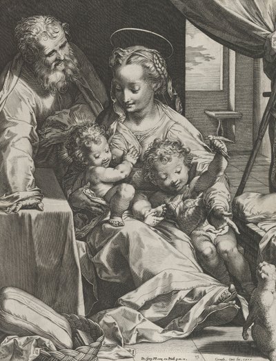 Den hellige familie, 1577. af Cornelis Cort