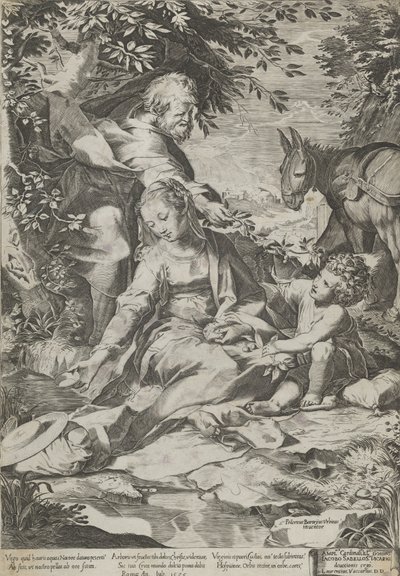 Resten på tilbagevenden fra Egypten, 1575. af Cornelis Cort
