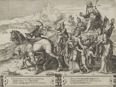 Ydmyghedens triumf, fra The Cycle of the Vicissitudes of Human Affairs, plade 7, 1564. af Cornelis Cort