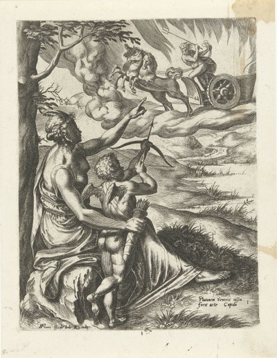 Venus beordrer Amor til at gennembore Plutos hjerte med en pil Historien om Pluto og Proserpina (serietitel) af Cornelis Cort