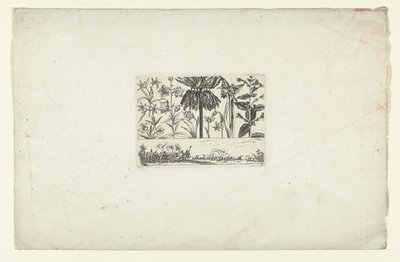 Række af blomster over landskab Blomster og landskaber (serietitel) af Cornelis Danckerts (I)