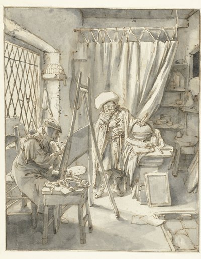 En kunstner med en model i sit studie Maler med en model i sit atelier af Cornelis Dusart