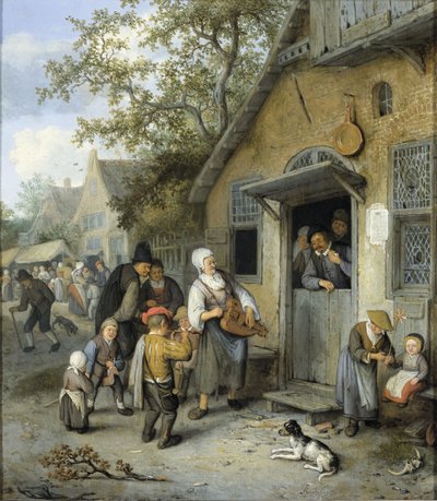 Country Kermis (olie på panel) af Cornelis Dusart