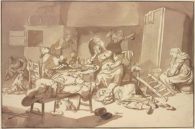 Et selskab af fulde kvinder. (ikke dateret) af Cornelis Dusart