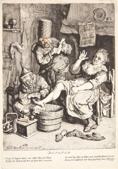 Kvinde, der behandles med kopsætning af Cornelis Dusart