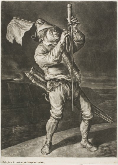 Man Lighting a Rocket, også kaldet Peace is Better than a Victory, fra Communia Gaudia (The Wide-Spread Rejoicing at the Siege of Namur) af Cornelis Dusart