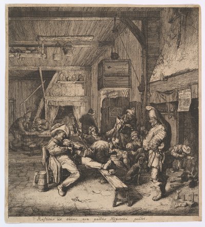 Violinspilleren siddende i kroen, 1685. af Cornelis Dusart