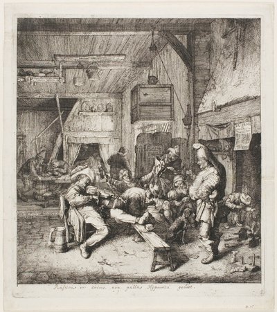 Violinspiller siddende i kroen af Cornelis Dusart