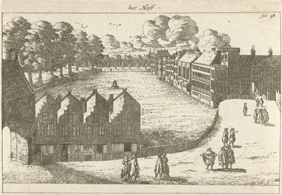 Udsigt over Buitenhof the Hoff (titel på objekt) af Cornelis Elandts