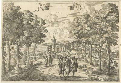 Vandrere og et slot af Cornelis Elandts