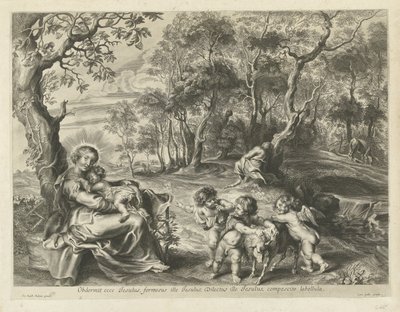 Hvil på flugten til Egypten af Cornelis Galle (I) (possibly)