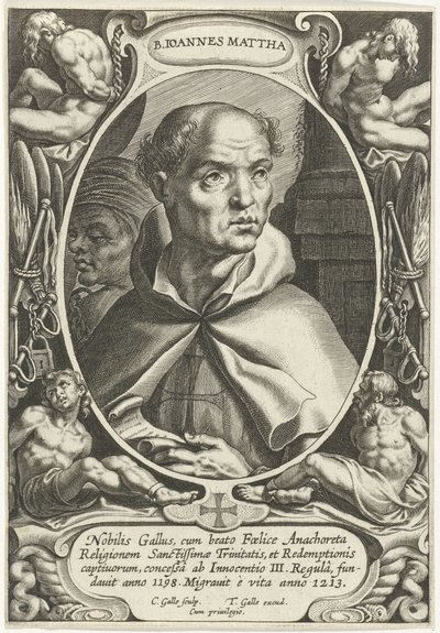 Sankt Johannes af Matha B. Ioannes Mattha (titel på objekt) Grundlæggerne af de religiøse ordener (serietitel) af Cornelis Galle (I)