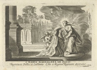 Maria giver en liljegren til St. Mary Magdalene de Pazzi af Cornelis Galle (I)
