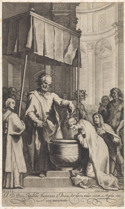 Peter døber den hellige Prisca af Rom af Cornelis Galle (I)