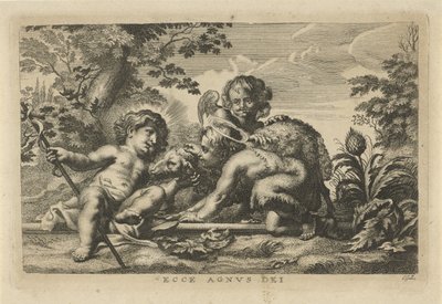 Johannes Døberen og Kristusbarnet med lam og engel af Cornelis Galle (II)