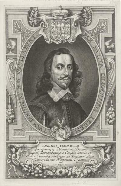 Portret af Johann Fromhold De mest berømte ambassadører for det kristne navn for at pacificere verden, klosteret og Osnabruga (...) (serietitel) af Cornelis Galle (II)