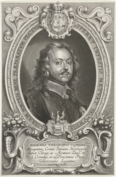 Portret af Johann Theodor Caspars De mest berømte ambassadører for det kristne navn for at pacificere verden, klosteret og Osnabruga (...) (serietitel) af Cornelis Galle (II)