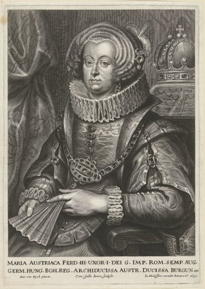 Portræt af Maria Anna af Østrig, kone til kejser Ferdinand III af Cornelis Galle (II)