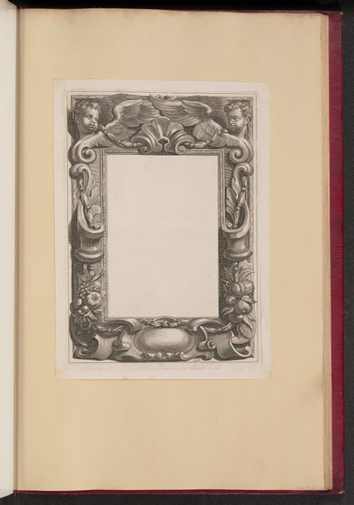 Border Illustration med to Putti og frugt af Cornelis Galle I