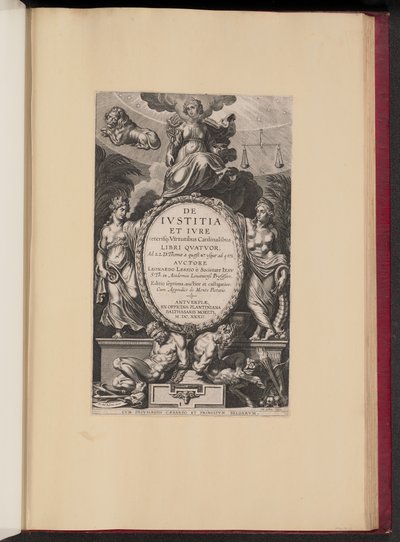 Titelside for Leonard Lessius, De Ivstitia et Ivre af Cornelis Galle I after Sir Peter Paul Rubens