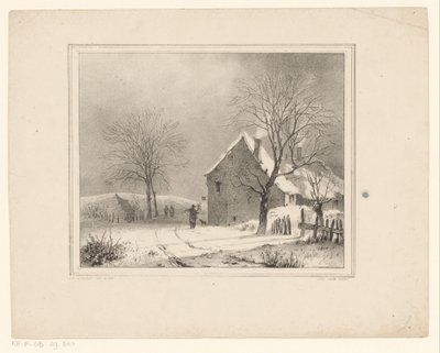 Huse i et snelandskab af Cornelis Gerrit Verburgh