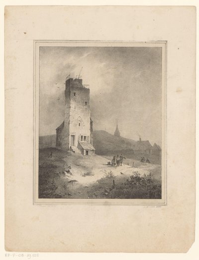 Tårn i klitlandskab af Cornelis Gerrit Verburgh