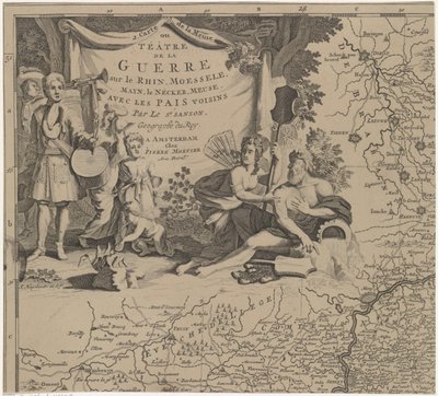 Kort over regionen øst og syd for Bruxelles og amtet Namur (blad øverst til venstre) Carte de la Meuse eller Téâtre de la Guerre sur le Rhein, Moessele, Mayn, le Necker, Meuse avec les pais voisins (titel på objektet) af Cornelis Huyberts