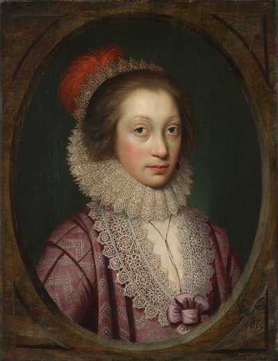 Portræt af en kvinde, muligvis Elizabeth Boothby af Cornelis Jonson (called Jonson van Ceulen)