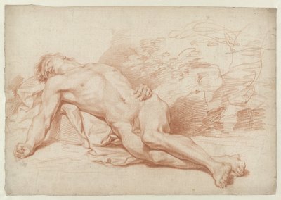Liggende nøgen mand af Cornelis Joseph d