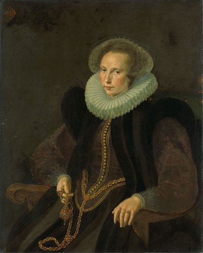 Hollandsk: Griete Jacobsdr van Rhijn (1585-1652). Hustru til Jacob Cornelisz Banjaert, kaldet van Neck Portræt af Griete Jacobsdr van Rhijn (1585-1652). Hustru til Jacob Cornelisz Banjaert, kaldet van Neck af Cornelis Ketel