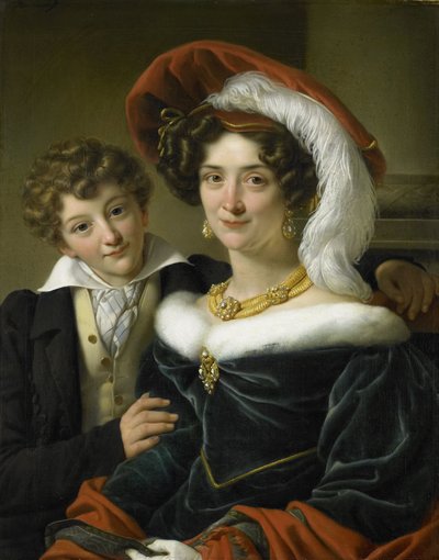 Rudolphina Wilhelmina Elizabeth de Sturler (1798-1873), anden hustru til grev Johannes van den Bosch, med deres søn Richard Leeuwenhart af Cornelis Kruseman (attributed to workshop of)
