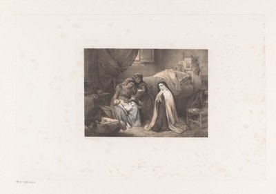 Bedende nonne med sygt barn af Cornelis Kruseman