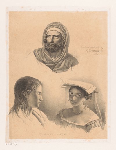 Tre portrætter af Cornelis Kruseman