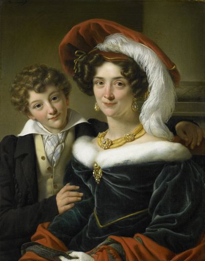 Rudolphina Wilhelmina Elizabeth de Sturler (1798-1873), anden hustru til grev Johannes van den Bosch, med deres søn Richard Leeuwenhart, 1829 af Cornelis Kruseman