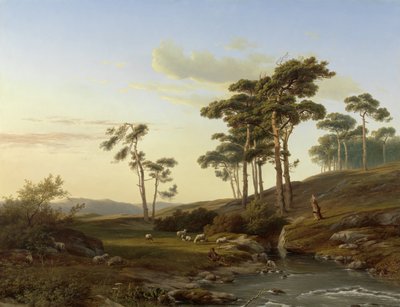 Aftenstemning med hyrde af Cornelis Lieste (signed by artist)
