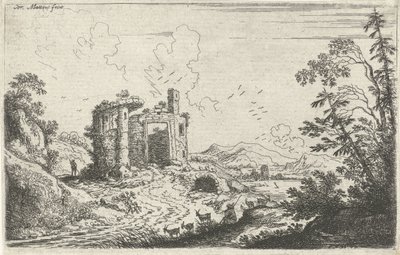 Landskab med en gedehyrde af Cornelis Matthieu