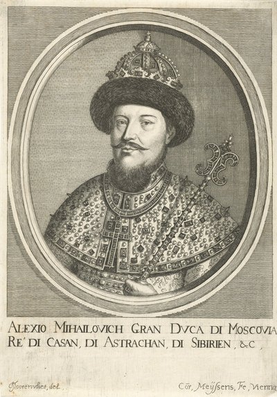 Portræt af zaren Alexis I Mikhailovich af Rusland 1629-1676, 1670 af Cornelis Meyssens