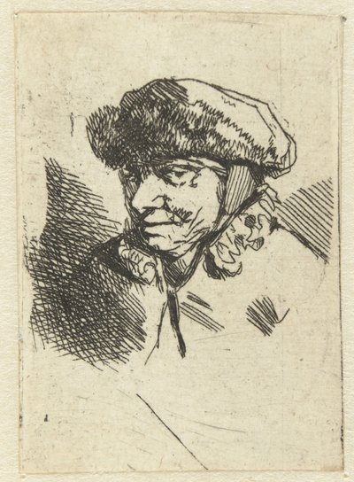 Gammel kvinde med pelshat af Cornelis Pietersz. Bega