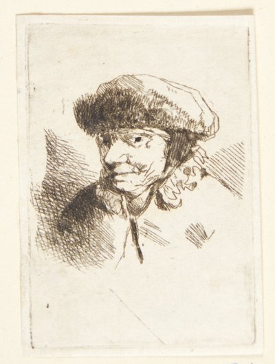 Smilende gammel kvinde med pelshue af Cornelis Pietersz Bega