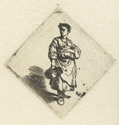 Stående kvinde med kande i højre hånd af Cornelis Pietersz. Bega