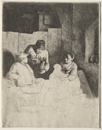 Moderen sidder i en kro, midten af 1600-tallet. af Cornelis Pietersz Bega